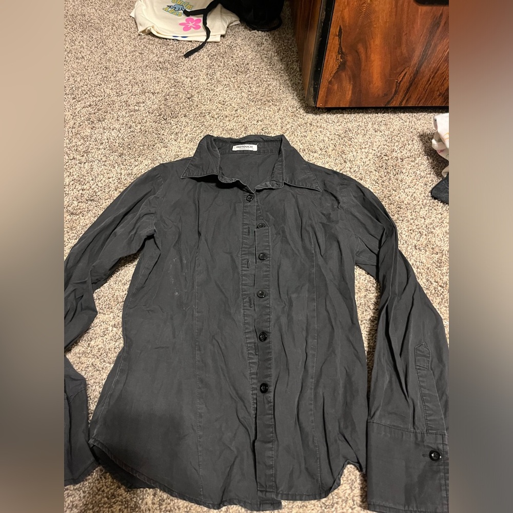 Black basic button up - Picture 2 of 2